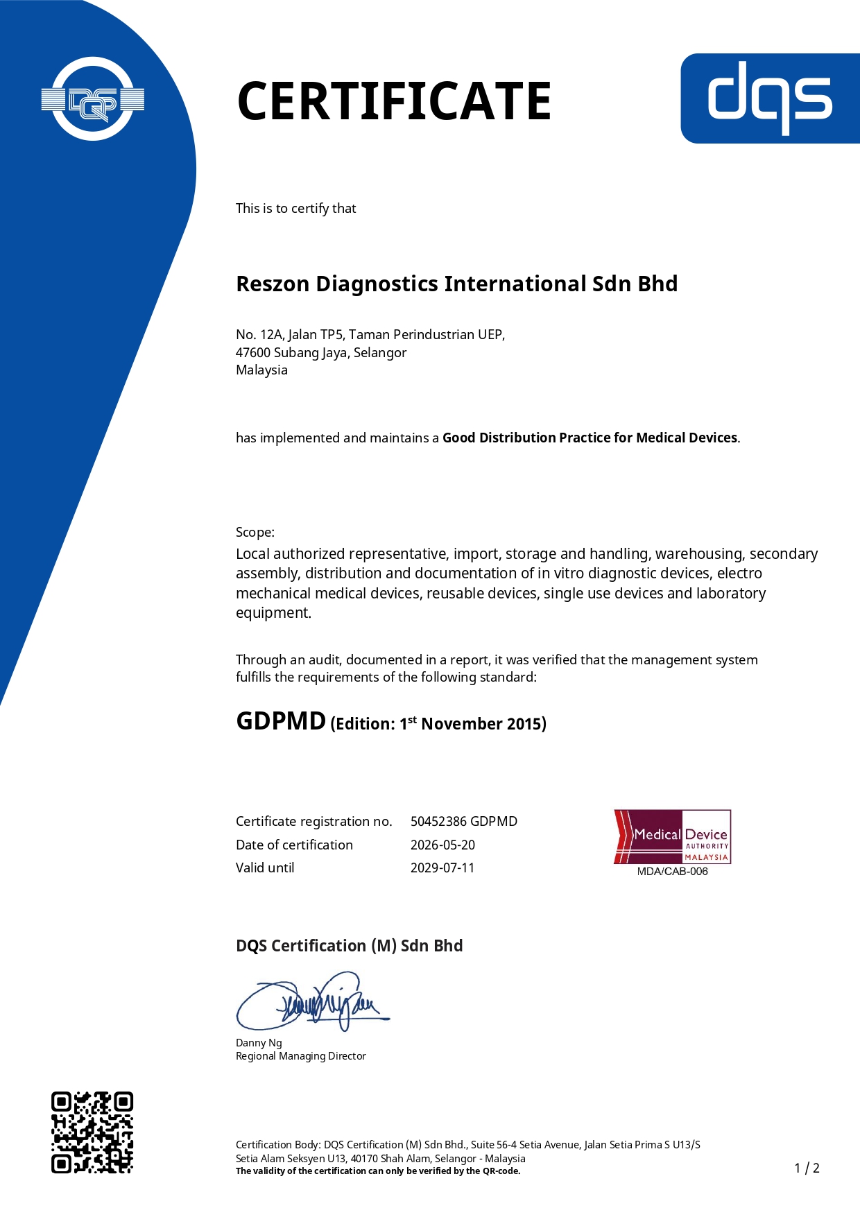 Reszon GDPMD Certificate