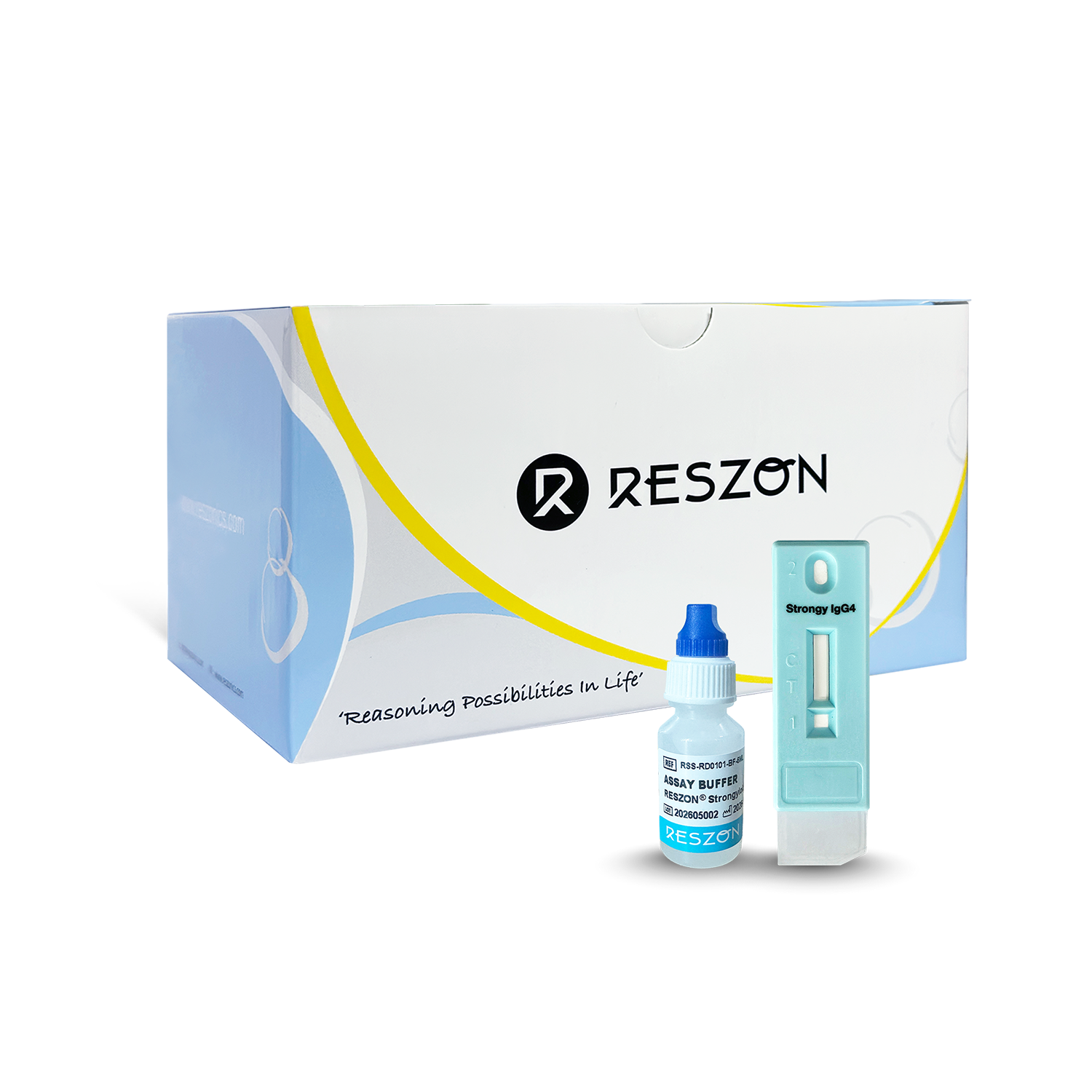 RESZON® Strongyloidiasis IgG4 Rapid Test with Kit Box, Buffer and Test Cassette